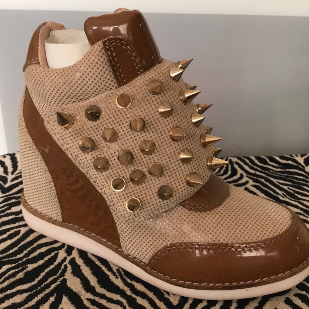 Jeffrey Campbell Brown and Tan Spiked Sneakers - Picture 7 of 12